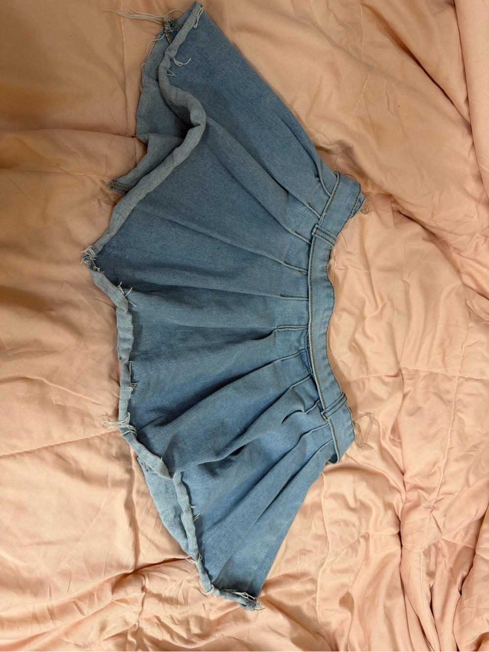 Fashion Nova Light Blue Denim Pleated Skort